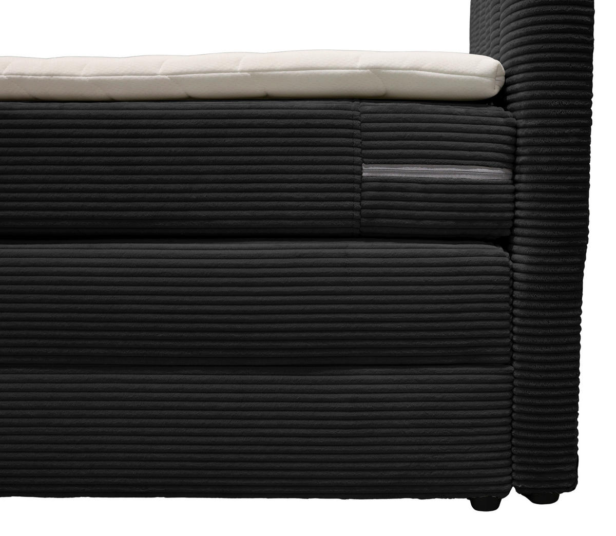 BOXSPRINGBETT 140/200 cm,  in Anthrazit, gepolstertes Kopfteil, Bettkasten, Topper, Matratzen, H2 + H2 = mittel  - Anthrazit/Schwarz, Basics, Kunststoff/Textil (140/200cm) - Boxxx