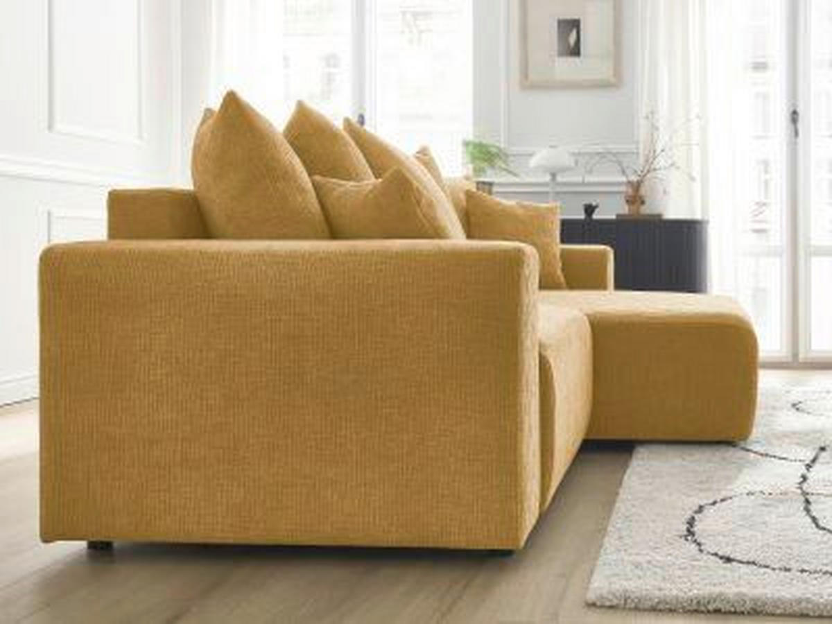 ECKSOFA Ottomane rechts  ATILLA Gelb Struktur  - Gelb/Schwarz, MODERN, Kunststoff/Textil (244/149cm)