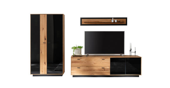 WOHNWAND  in Anthrazit, Eichefarben  319/190/50 cm  - Eichefarben/Anthrazit, Natur, Glas/Holz (319/190/50cm) - Linea Natura
