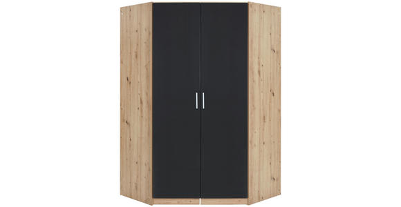 ECKKLEIDERSCHRANK 117/197/117 cm - Dunkelgrau/Silberfarben, Design, Holzwerkstoff/Kunststoff (117/197/117cm) - Carryhome