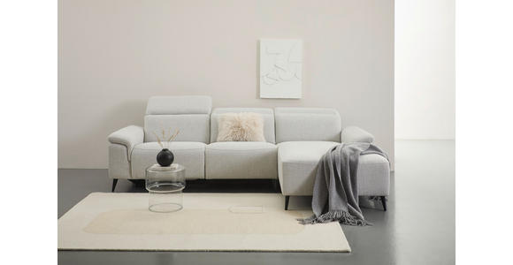 ECKSOFA  in Leinenoptik Hellgrau, Grauweiß  270/171 cm  - Schwarzchrom/Hellgrau, Design, Holz/Kunststoff (270/171cm) - Xora