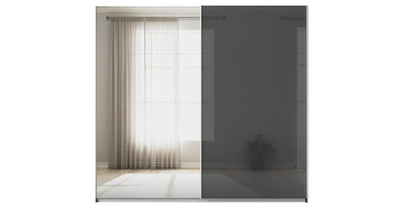 SCHWEBETÜRENSCHRANK  in Grau  - Alufarben/Grau, KONVENTIONELL, Glas/Holzwerkstoff (225/210/62cm) - Xora