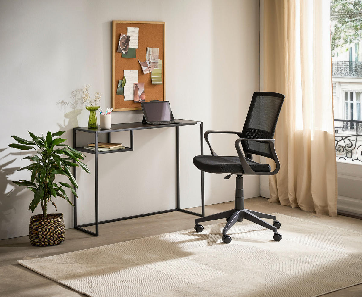 SCHREIBTISCH 99,4/32,4/75 cm  in Schwarz  - Schwarz, LIFESTYLE, Holzwerkstoff/Metall (99,4/32,4/75cm) - Carryhome