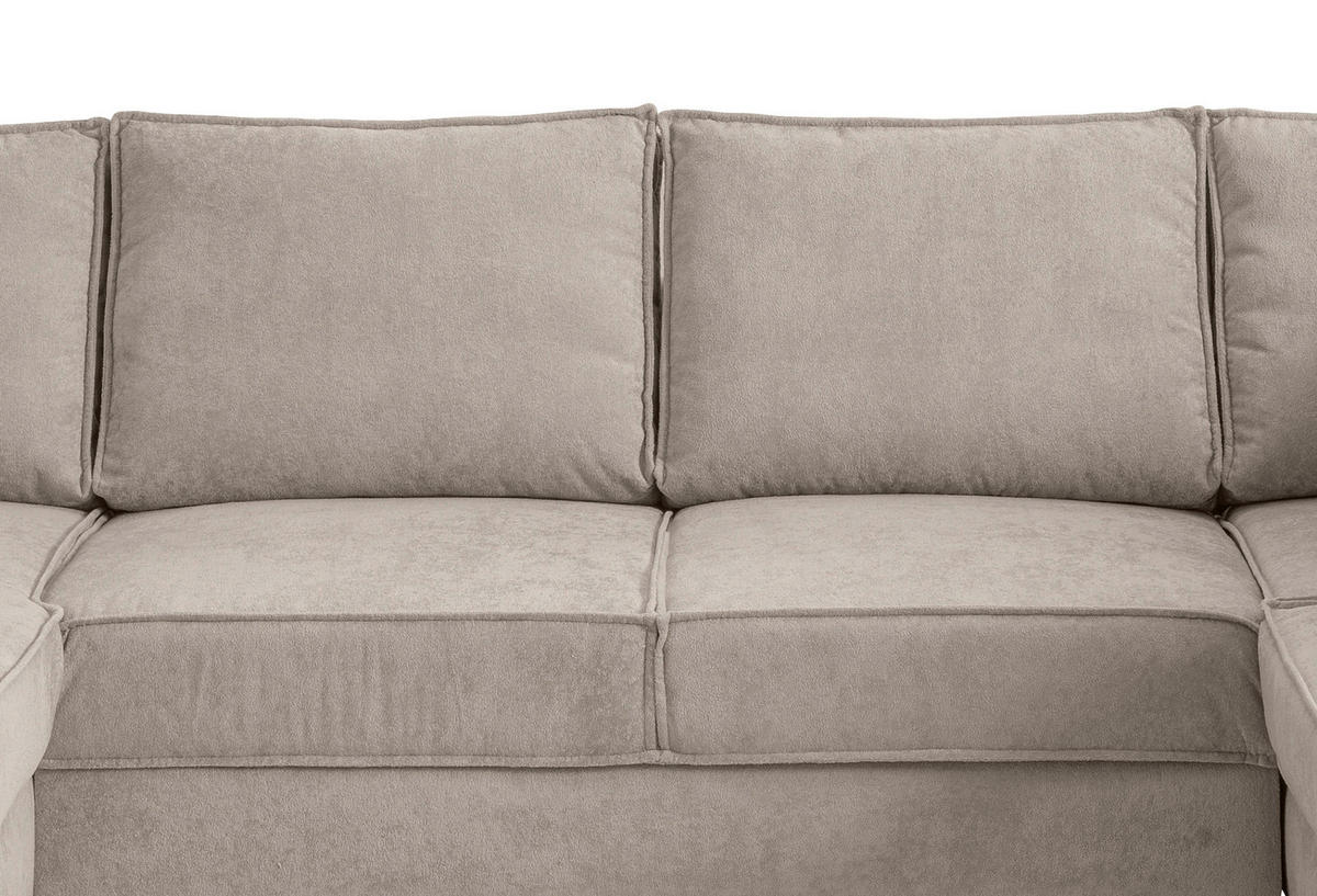 SEDACIA SÚPRAVA, textil, taupe - čierna/taupe, Modern, kov/textil (150/309/198cm) - MID.YOU