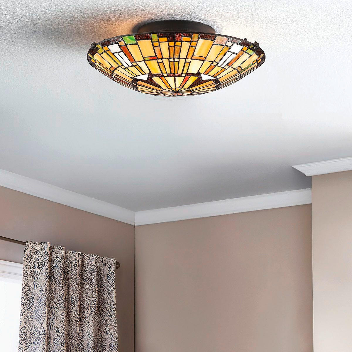 DECKENLEUCHTE  14,6/42,0 cm    - Dunkelbraun/Multicolor, Konventionell, Glas/Metall (14,6/42,0cm) - Elstead Lighting