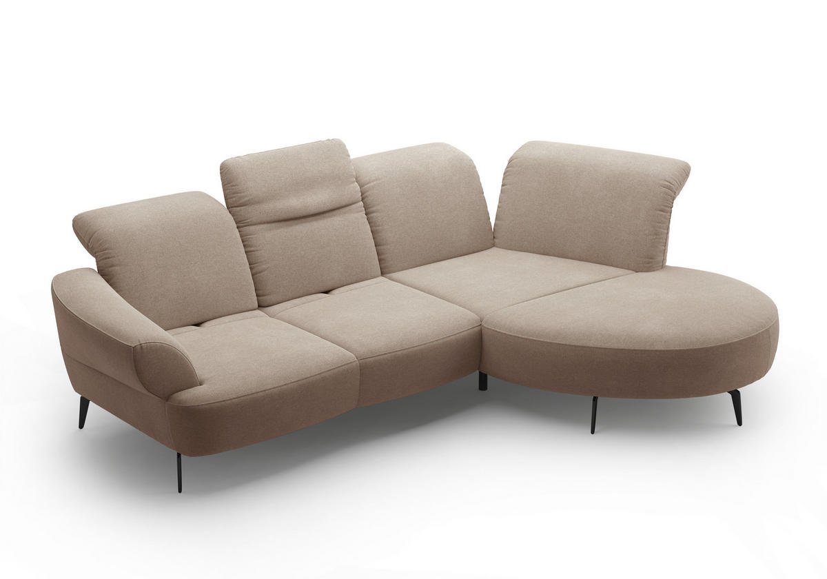 ECKSOFA in Mikrofaser Beige  313/208 cm  - Beige/Schwarz, MODERN, Textil/Metall (313/208cm) - Sit & More