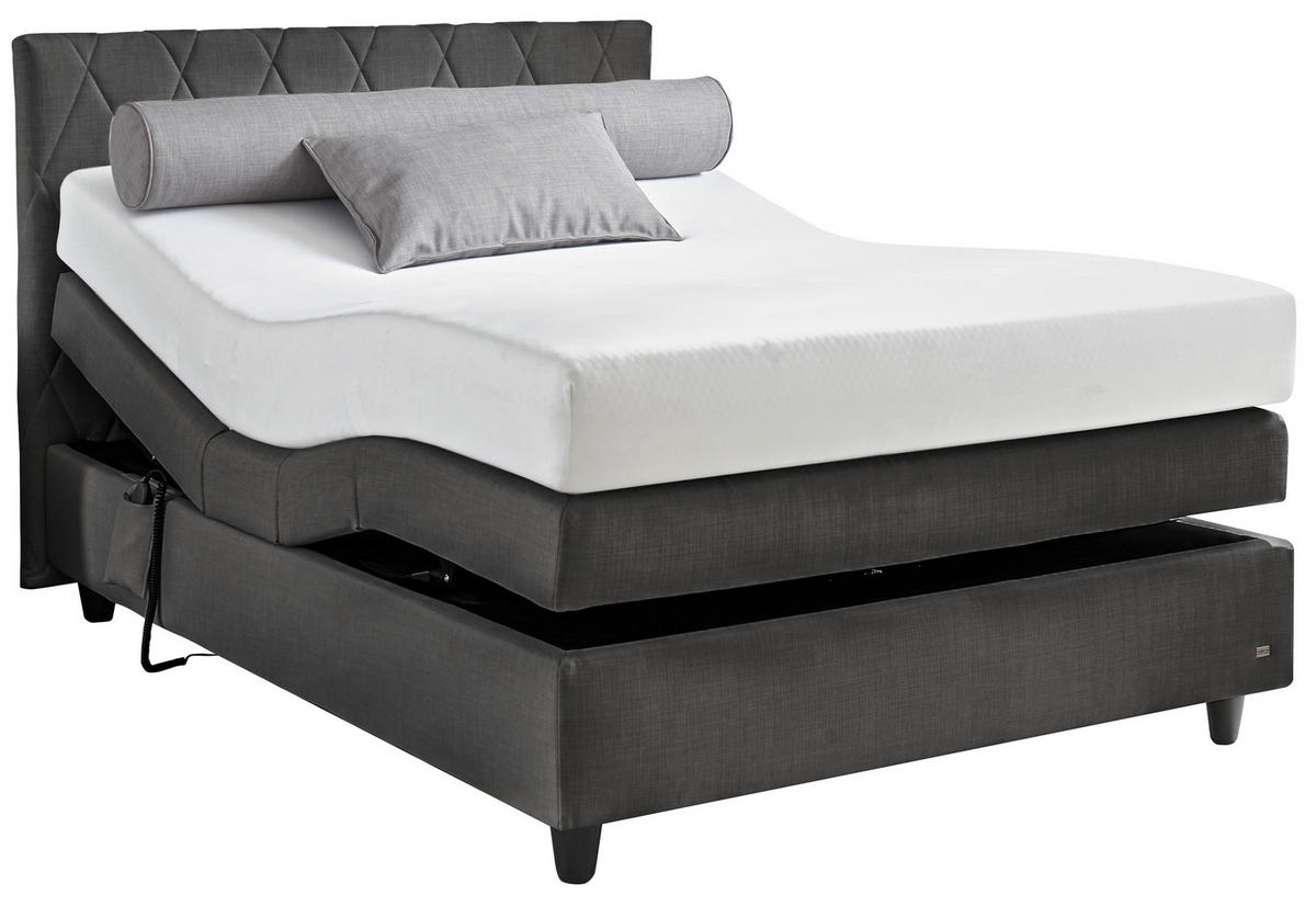 BOXSPRINGBETT 140/200 cm  in Dunkelgrau  - Dunkelgrau/Schwarz, KONVENTIONELL, Kunststoff/Textil (140/200cm) - RUF Betten