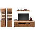 WOHNWAND 4-teilig  in Grau, Eichefarben  340/204/50 cm  - Eichefarben/Anthrazit, Natur, Glas/Holz (340/204/50cm) - Linea Natura