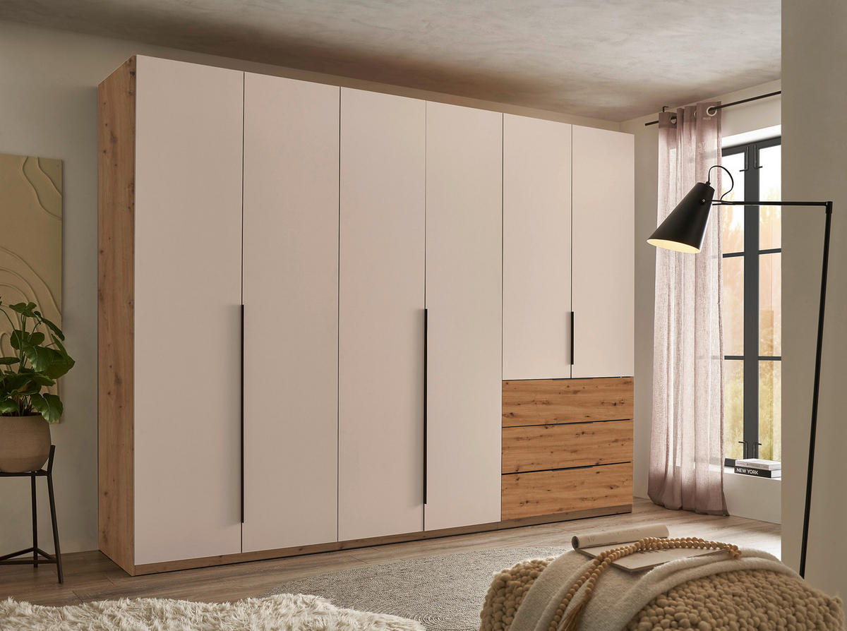 DREHTÜRENSCHRANK 300/225,5/60 cm,  in Kaschmir, Eiche Artisan, 6-türig  - Kaschmir/Schwarz, MODERN, Holzwerkstoff/Kunststoff (300/225,5/60cm) - MID.YOU