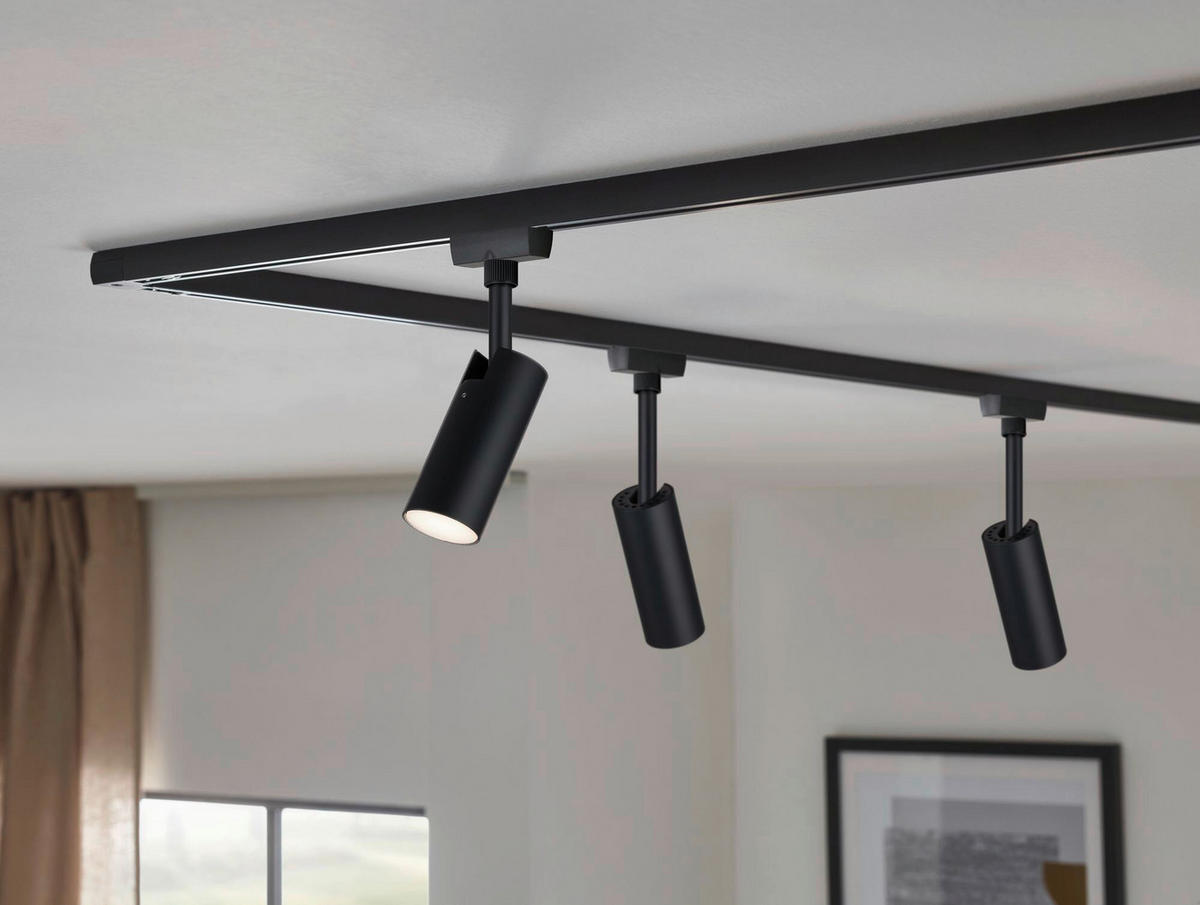 SCHIENENSYSTEM-STRAHLER Urail 4,2/18,6/10,5 cm   - Schwarz, Design, Kunststoff/Metall (4,2/18,6/10,5cm) - Paulmann