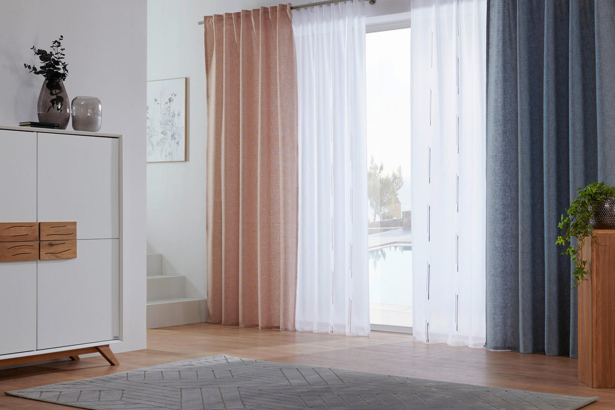 KÉSZFÜGGÖNY részben fényzáró  - rézvörös, Basics, textil (135/245cm) - Esposa