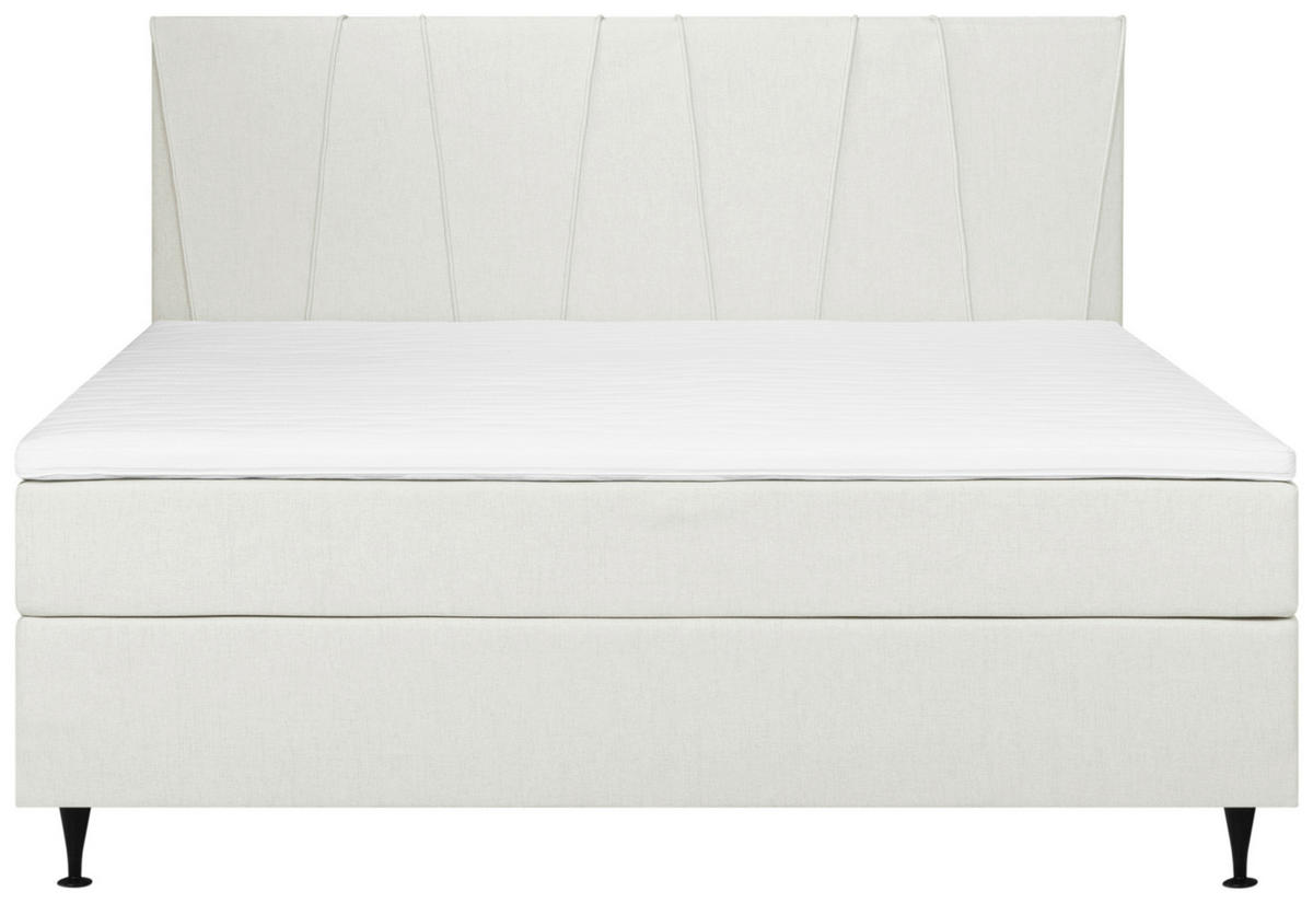 BOXSPRING-ÁGY 180/200 cm  krémszínű  - krémszínű/fekete, Modern, textil (180/200cm) - MID.YOU