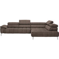 ECKSOFA in Chenille Braun  - Chromfarben/Braun, Design, Textil/Metall (323/222cm) - Beldomo Style