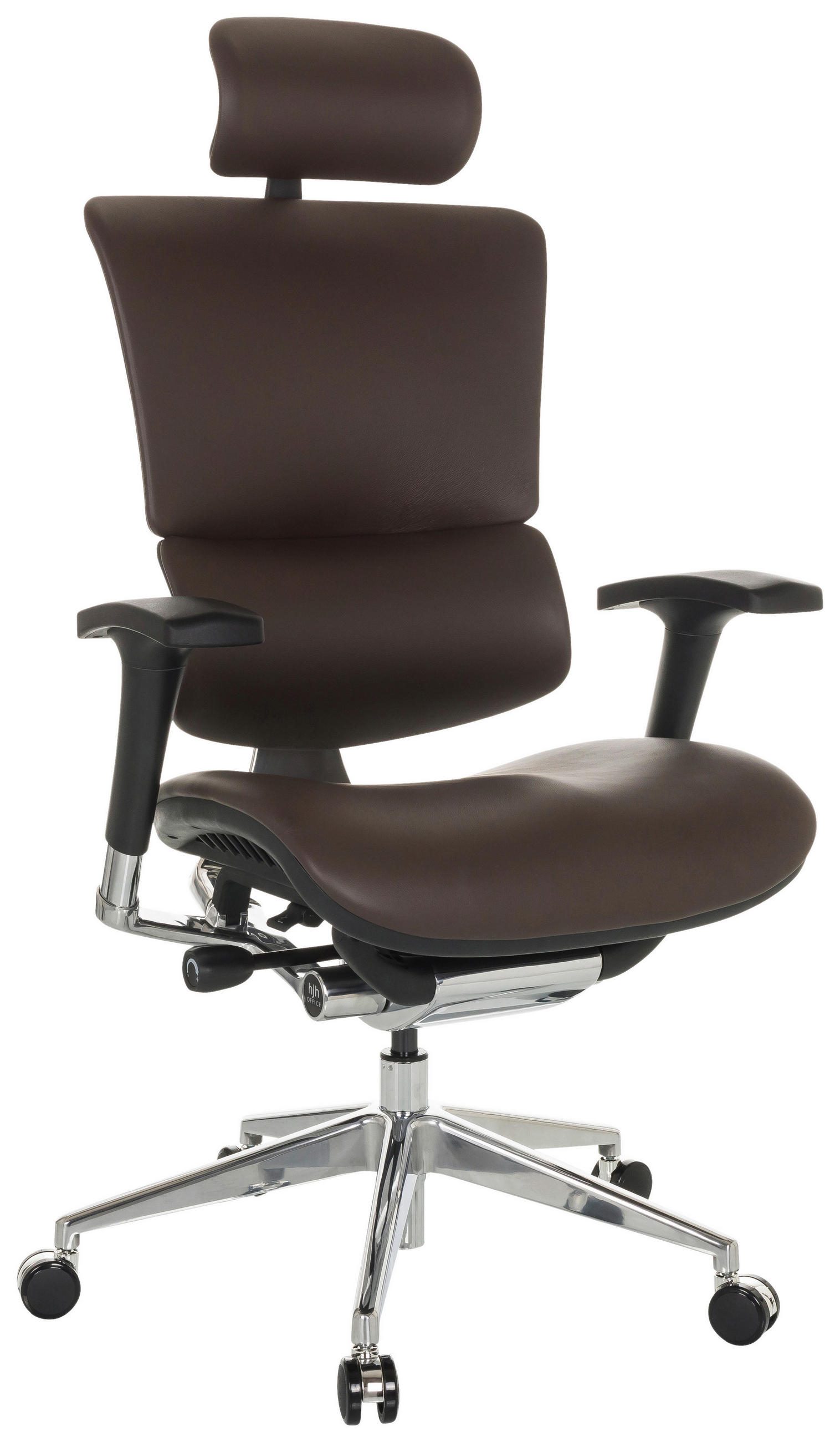 DREHSTUHL Dunkelbraun  - Dunkelbraun/Silberfarben, Basics, Leder/Kunststoff (70/124-146/67cm) - MID.YOU