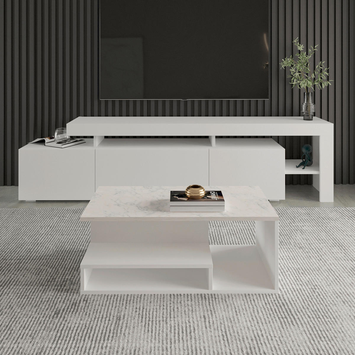 COUCHTISCH Vera Couchtisch 90/45/35 cm Weiß  - Weiß, Design, Holzwerkstoff (90/45/35cm) - Livetastic