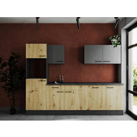 MODULKÖK UTAN VITVAROR 280 cm   i grå, ek Artisan  - svart/grå, Design, metall/trämaterial (280cm) - Respekta