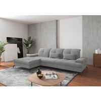 ECKSOFA in Flachgewebe Hellgrau  - Hellgrau/Schwarz, Konventionell, Textil/Metall (185/279cm) - Sit & More