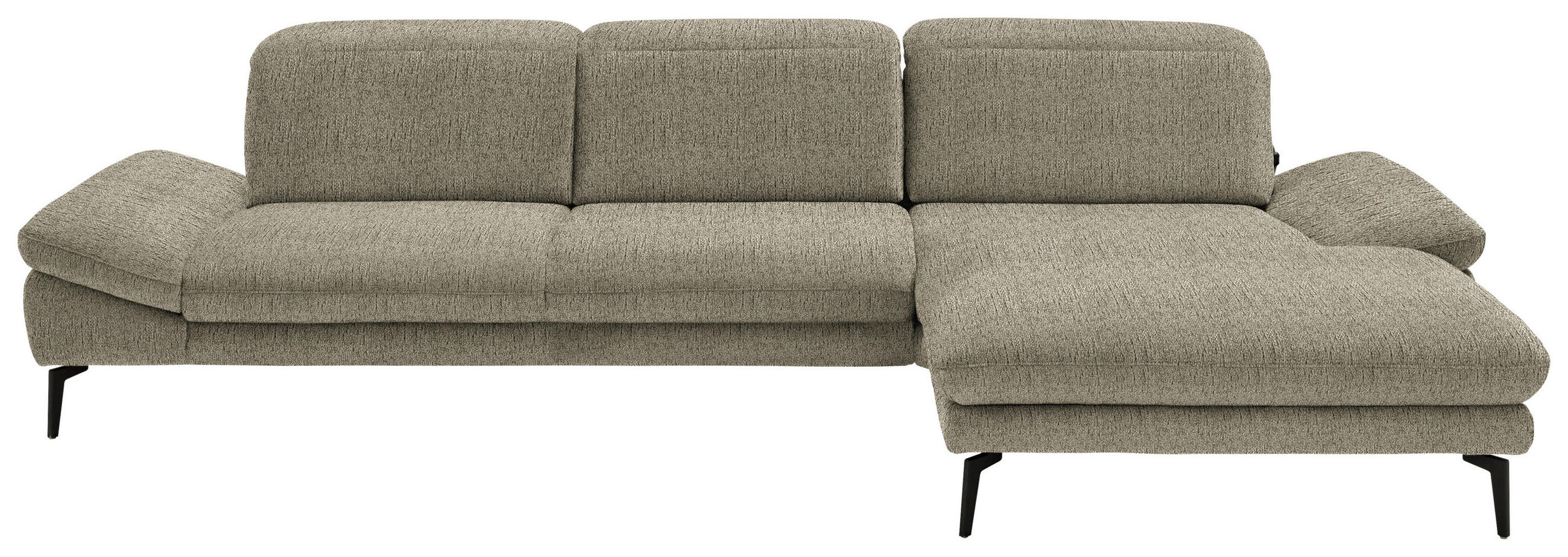 ECKSOFA in Chenille Olivgrün  - Schwarz/Olivgrün, Design, Textil/Metall (319/188cm) - Beldomo System