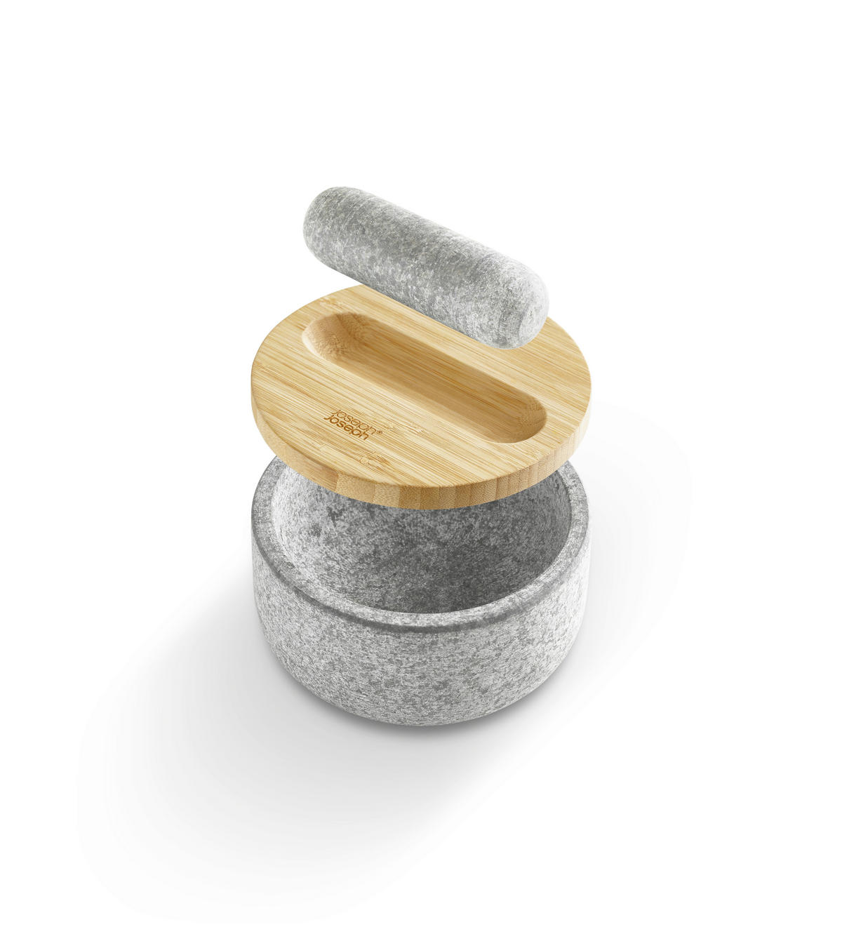 MÖRSERSET    - Grau, Basics, Holz/Stein (15,5/15,5/13cm) - Joseph Joseph