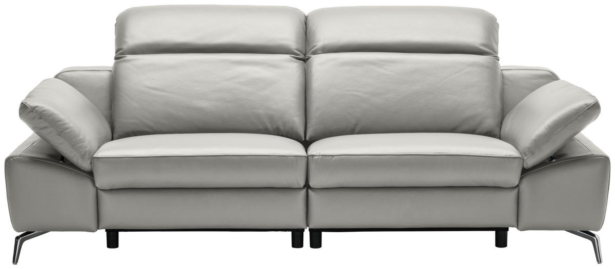 CANAPEA CU 3 LOCURI piele gri  - culoare crom/negru, Design, plastic/metal (234/83-99/110cm) - Celina Home