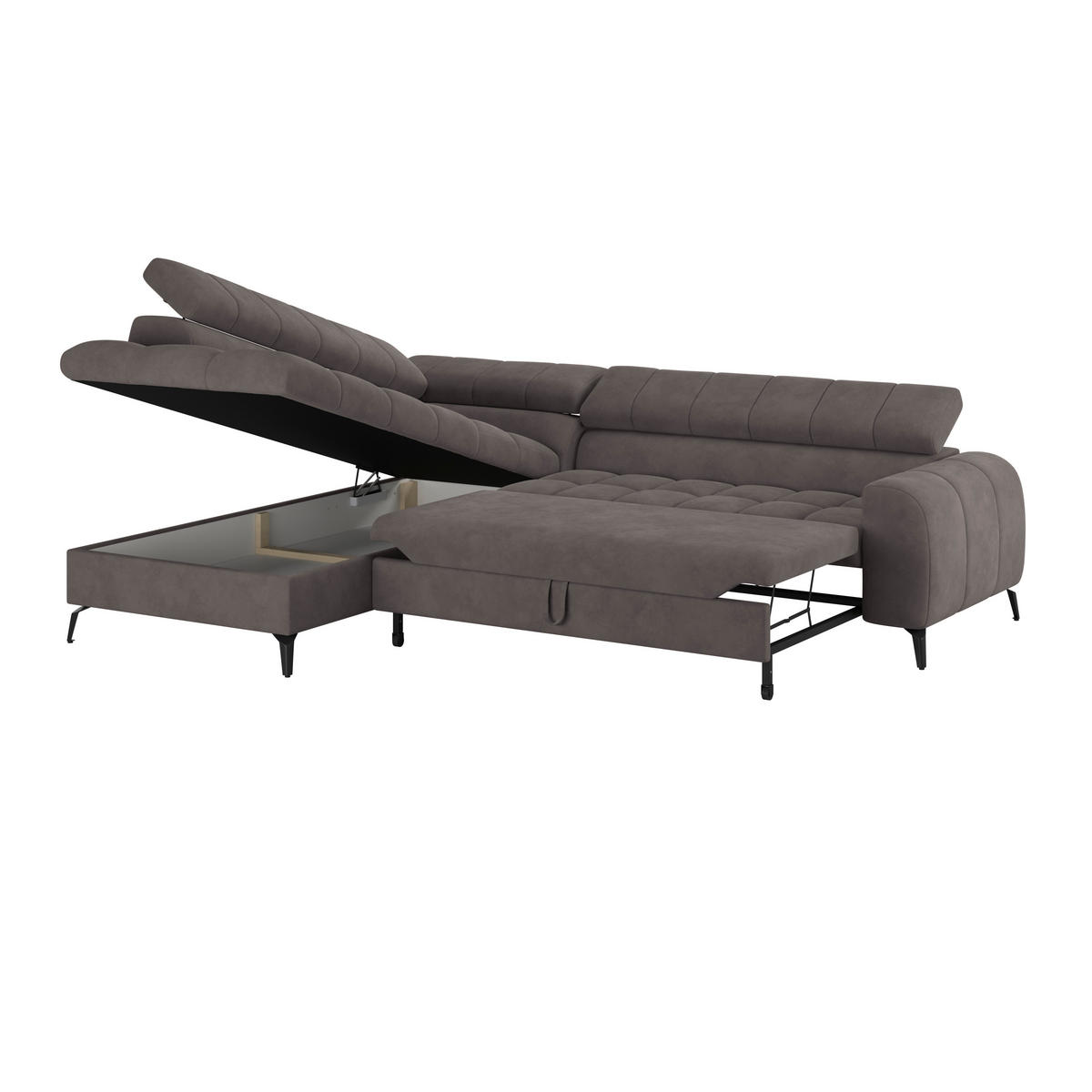 ECKSOFA in Graphitfarben  - Dunkelgrau/Schwarz, Trend, Kunststoff/Textil (203/261cm) - Livetastic