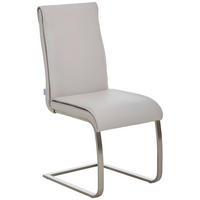 SCHWINGSTUHL    Echtleder  - Edelstahlfarben/Beige, Design, Leder/Metall (46/99/62cm) - Livetastic