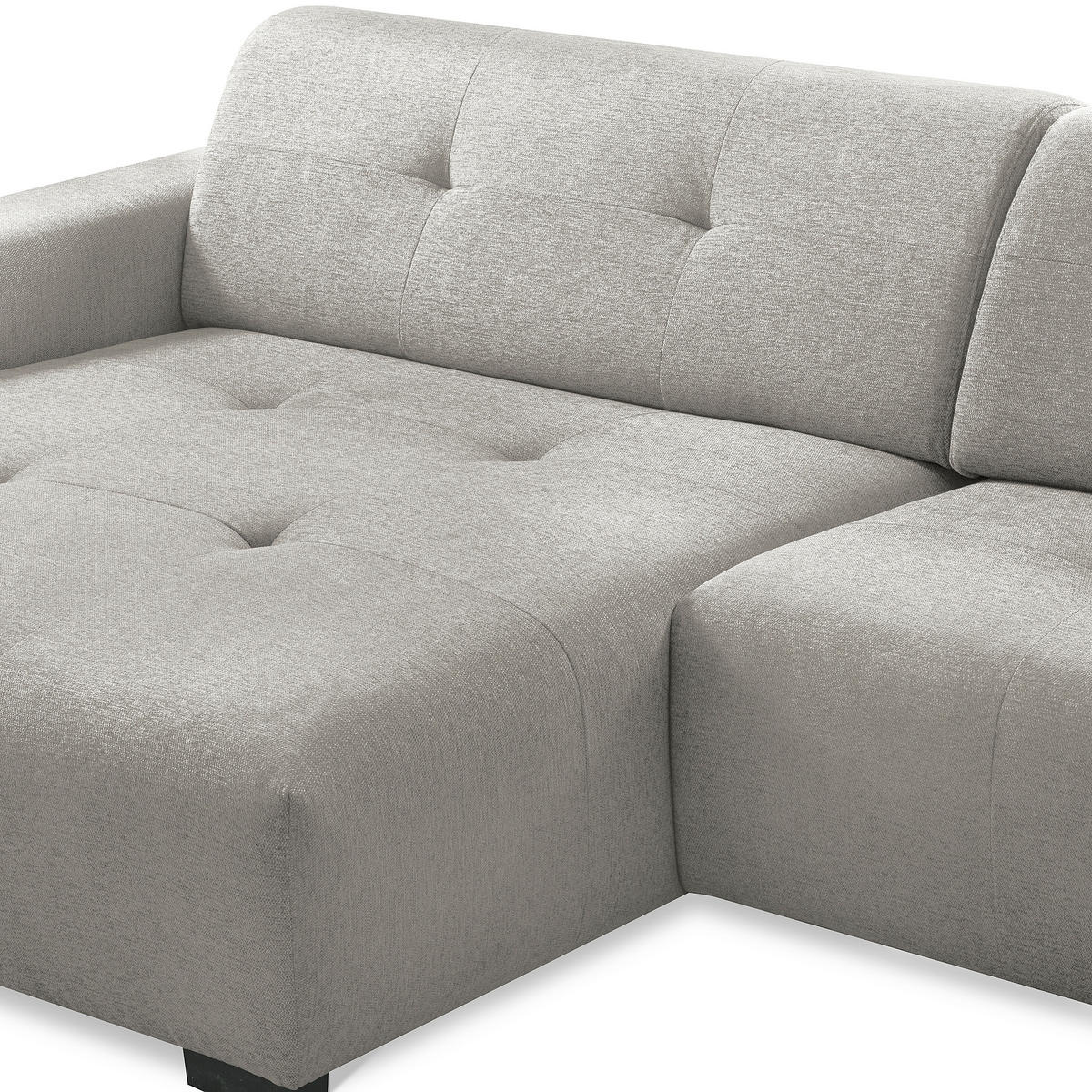 ECKSOFA AUSTIN Hellgrau Flachgewebe Sitztiefenverstellung  - Hellgrau/Schwarz, Design, Kunststoff/Textil (169/286cm) - Livetastic