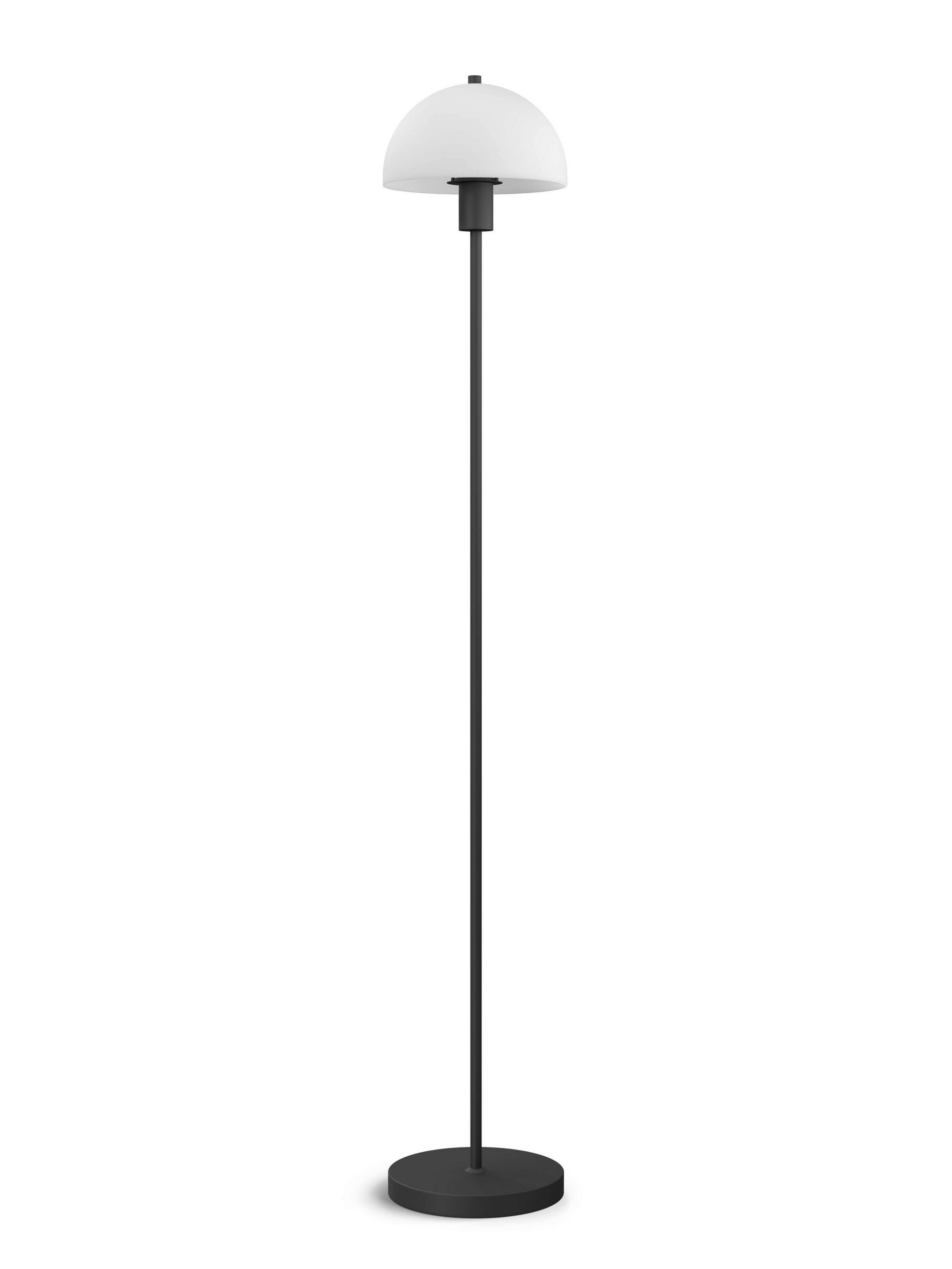 STEHLEUCHTE 20/125 cm    - Opal/Schwarz, KONVENTIONELL, Glas/Metall (20/125cm) - Belid