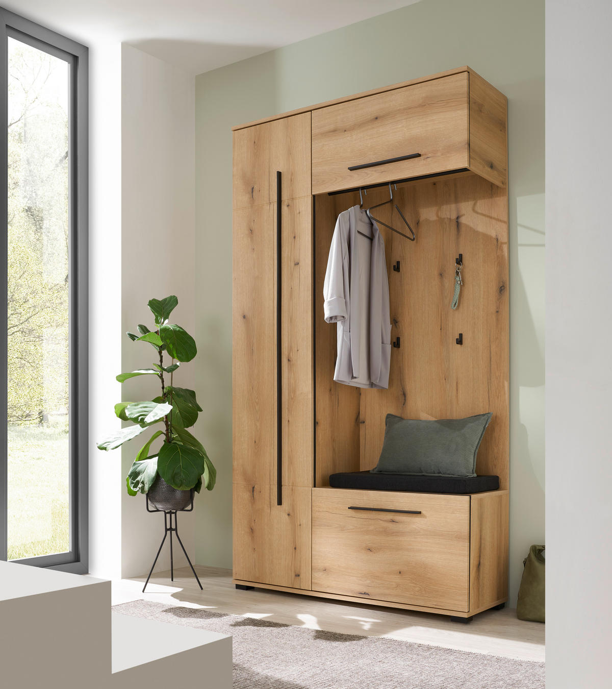 GARDEROBE 2-teilig  in 111/201/39 cm  - Eichefarben, MODERN, Holzwerkstoff (111/201/39cm) - MID.YOU