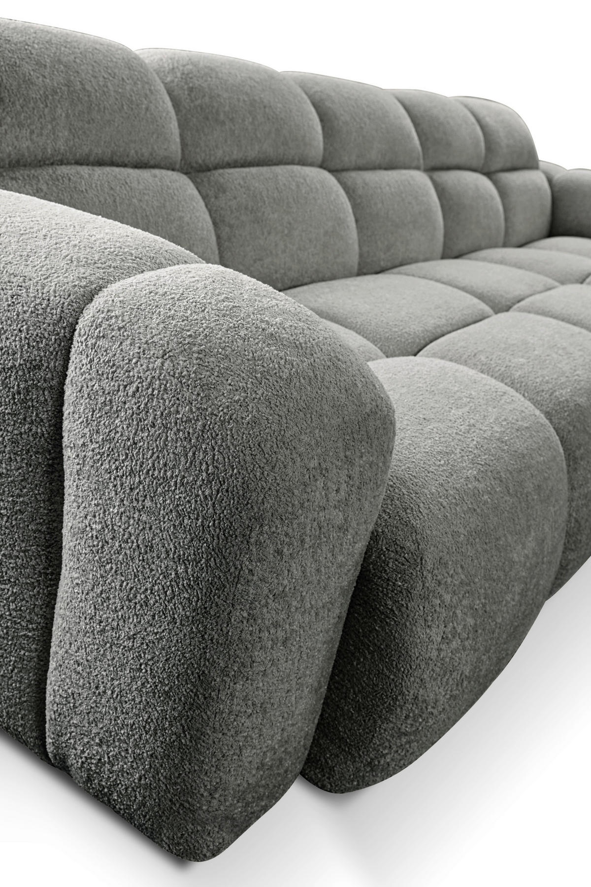 ECKSOFA VENTO in Struktur Grau  255/175 cm  - Schwarz/Grau, Design, Holz/Holzwerkstoff (255/175cm) - MID.YOU