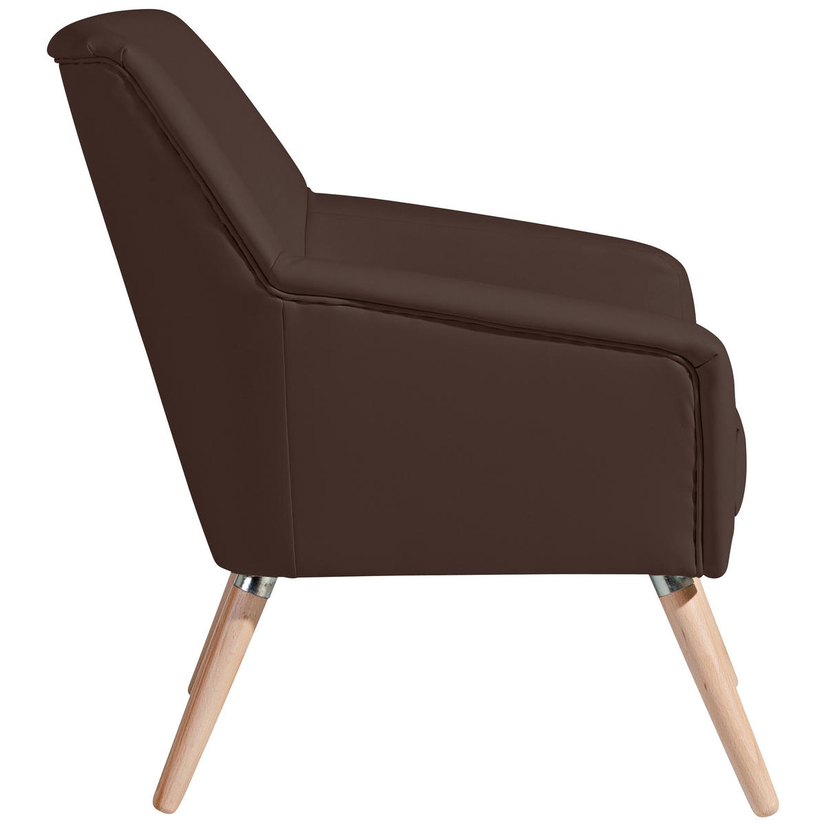 SESSEL in Lederlook Braun  - Buchefarben/Braun, Design, Holz/Textil (67/81/71cm) - Max Winzer