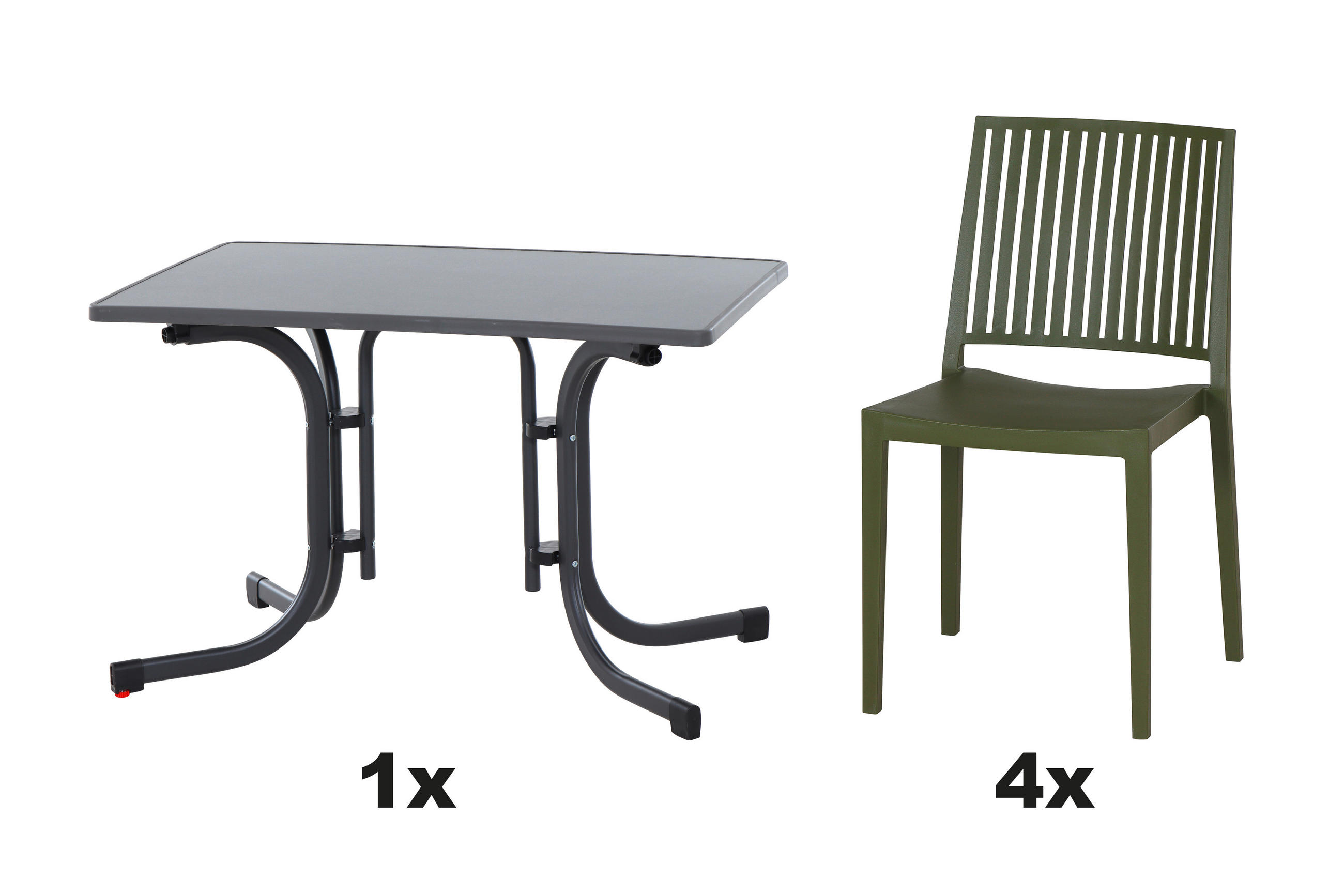 GARTENGARNITUR 5-teilig Stahl  - Grün, Basics, Kunststoff/Metall (70/80/110cm) - Siena Garden