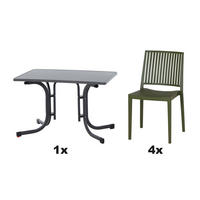 GARTENGARNITUR 5-teilig  - Grün, Basics, Holzwerkstoff/Kunststoff (70/80/110cm) - Siena Garden