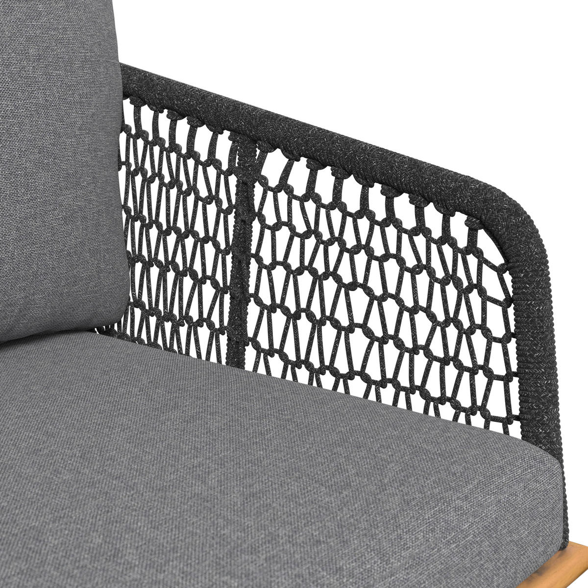 KERTI BÚTORSZETT 5 részes  - antracit/tíkfa színű, Modern, textil/fa - Ambia Garden