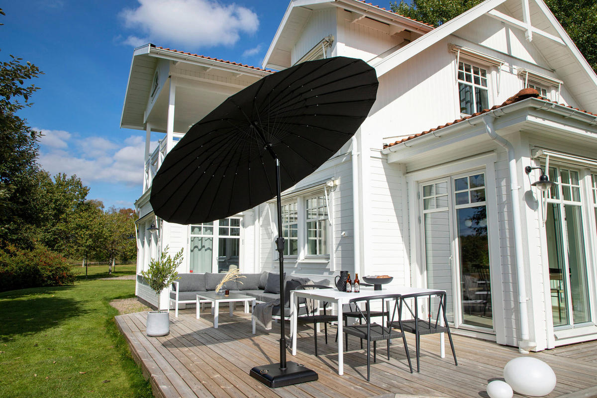 PARASOLL   - svart/naturfärgad, Modern, metall/textil (270/250cm) - Gardenson