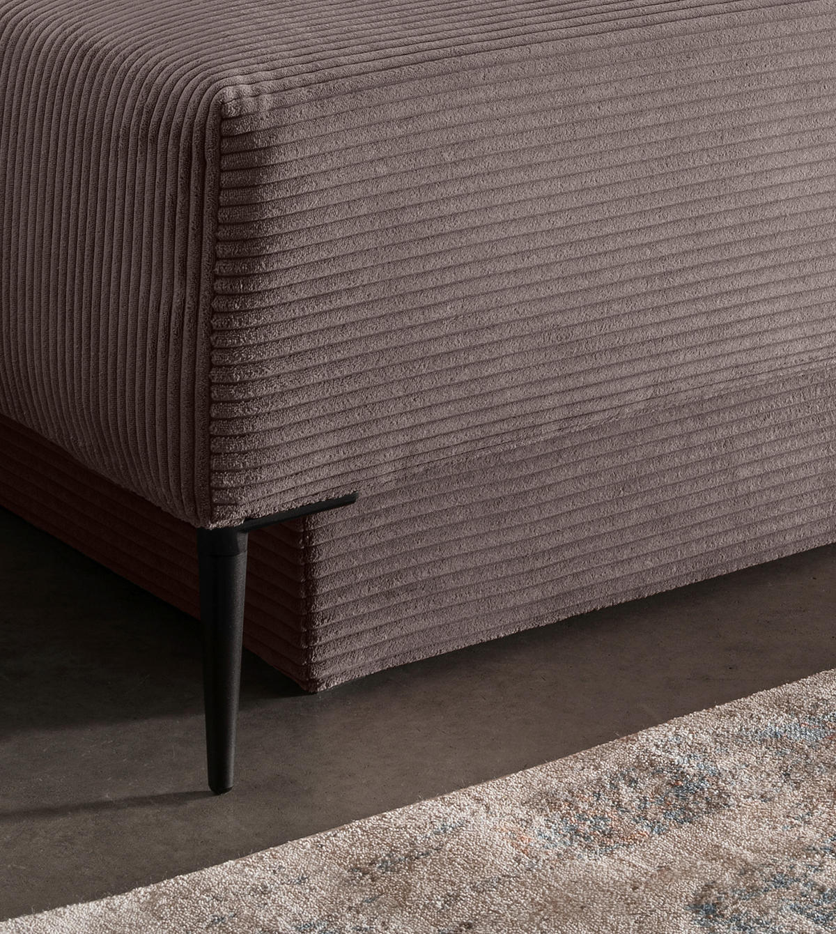 SCHLAFSOFA in Cord Graubraun  - Graubraun/Schwarz, Modern, Textil/Metall (198/90/100cm) - Livetastic