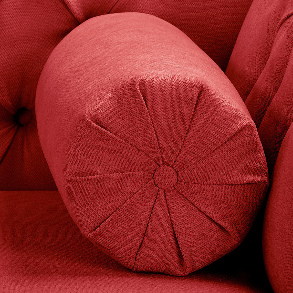 RÉCAMIERE Pako in Mikrofaser Rot  - Rot/Braun, Design, Holz/Textil (185/93/75cm) - Livetastic