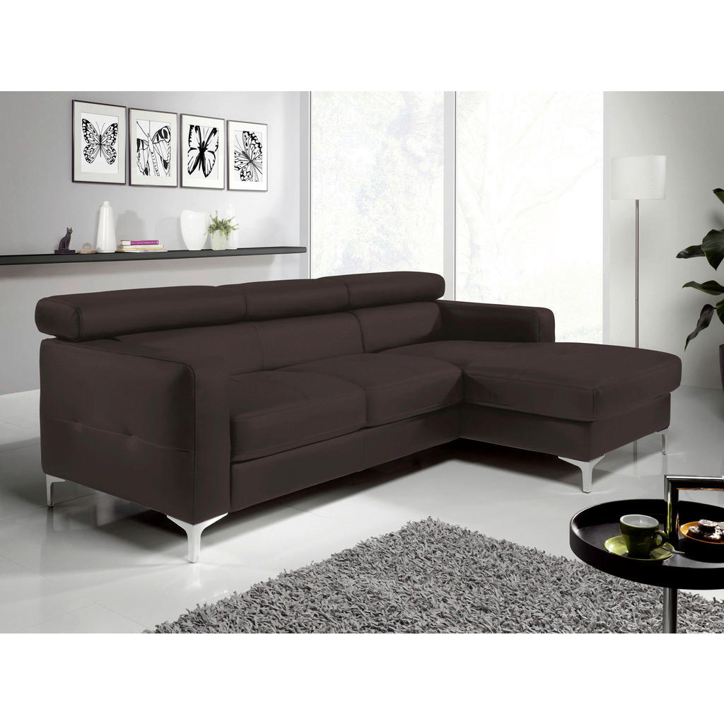Thumbnail - Livetastic Ecksofa, Dunkelbraun, Leder, Echtleder, Rindleder, 4-Sitzer, Ottomane rechts, L-Form, 226x169 cm, Made in EU,...