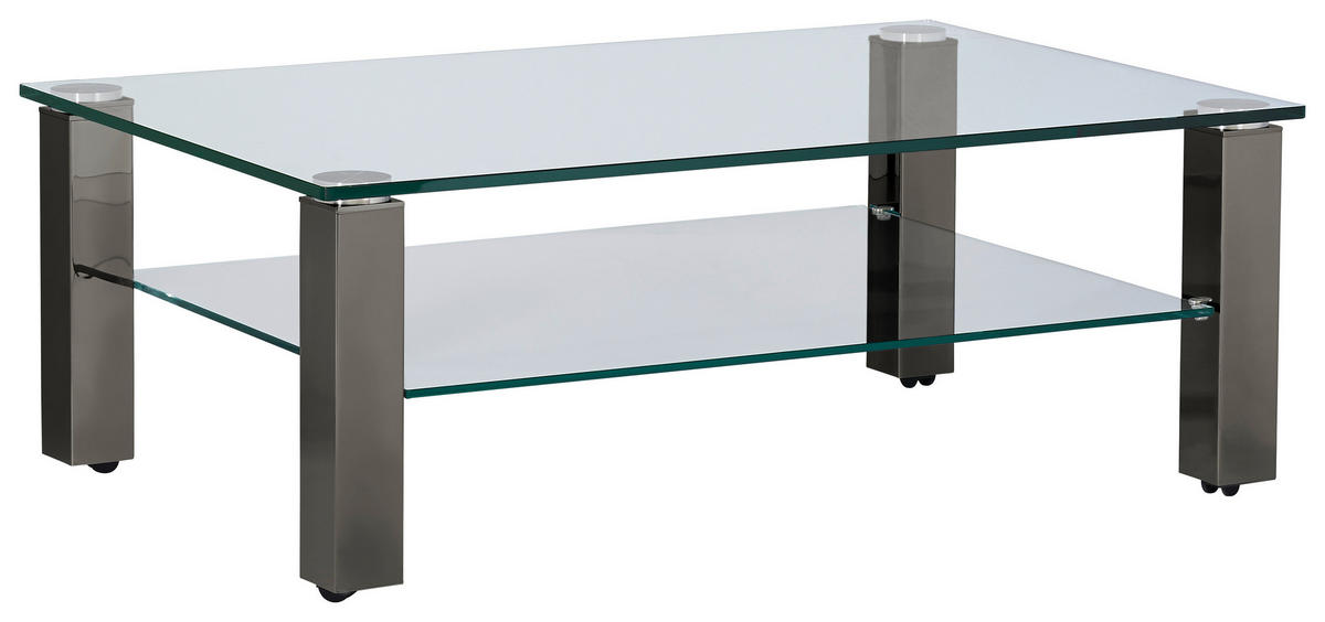 COUCHTISCH Kristallglas 110/70/42,5 cm rechteckig Grau  - Grau, Design, Glas/Kunststoff (110/70/42,5cm)