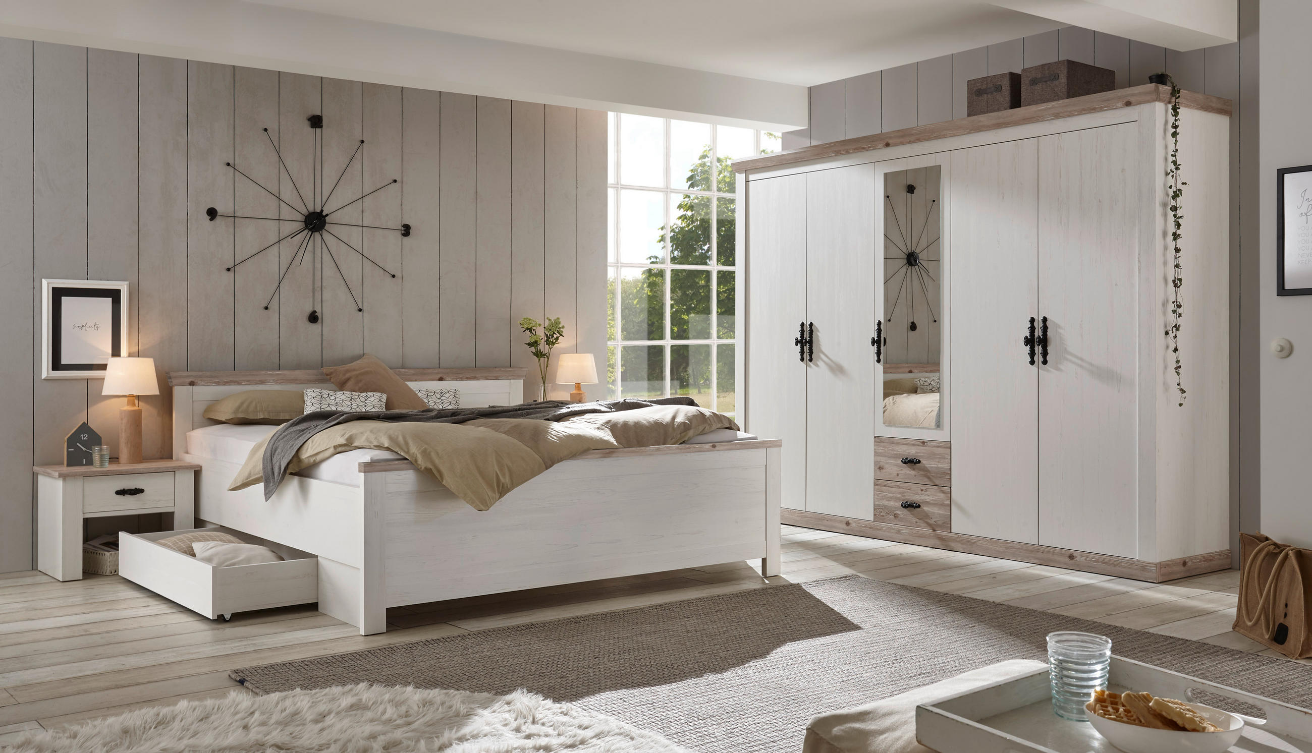 SCHLAFZIMMER Pinienfarben, Hellbraun  - Hellbraun/Pinienfarben, Design, Holzwerkstoff - MID.YOU