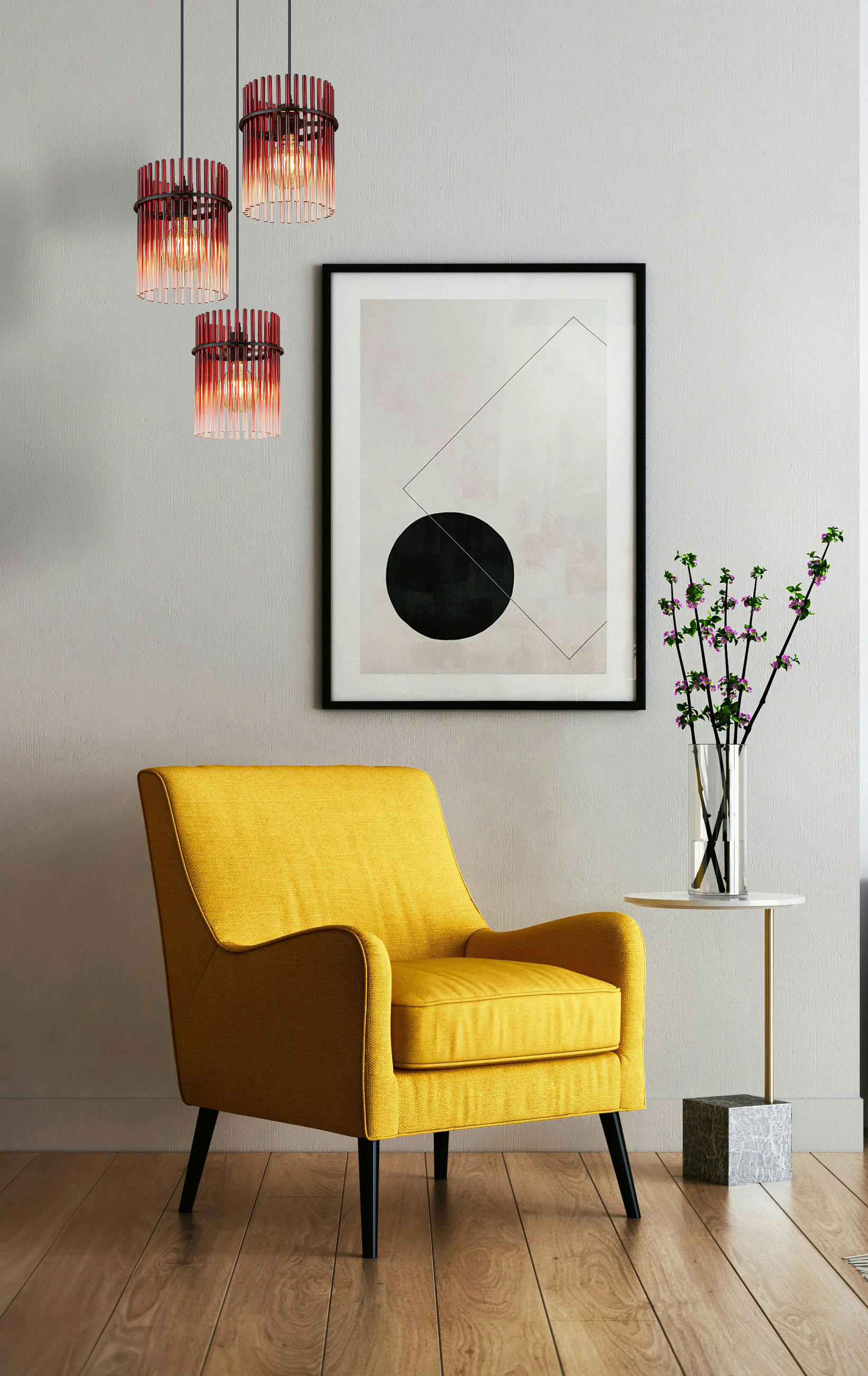 HÄNGELEUCHTE GORLEY 47/140 cm   - Klar/Brombeere, Basics, Glas/Kunststoff (47/140cm) - Globo