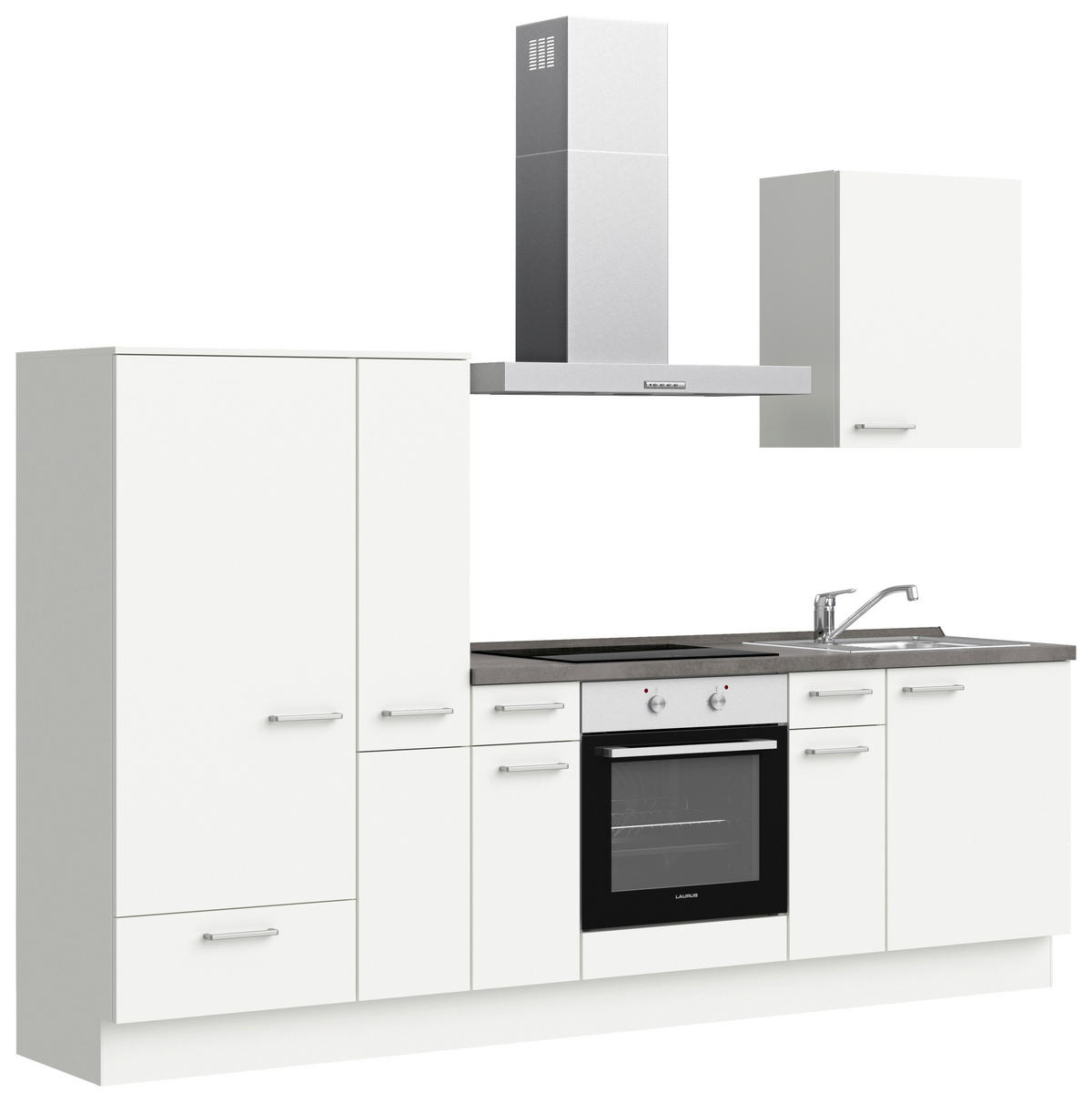 KÜCHENBLOCK 270 cm   in Weiß, Schieferfarben  - Schieferfarben/Edelstahlfarben, MODERN, Holzwerkstoff/Metall (270cm) - Nobilia