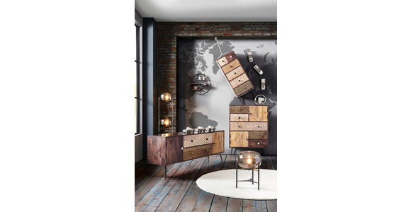 KOMMODE  in 80/108/35 cm  - Dunkelbraun/Messingfarben, LIFESTYLE, Holz/Metall (80/108/35cm) - Landscape