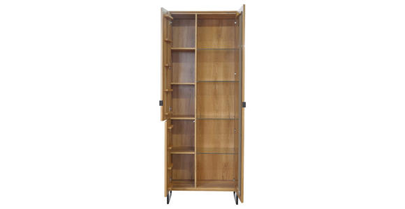 VITRINE  in furniert, massiv Eiche Eichefarben - Eichefarben/Schwarz, Natur, Glas/Holz (77/208,8/40cm) - Carryhome