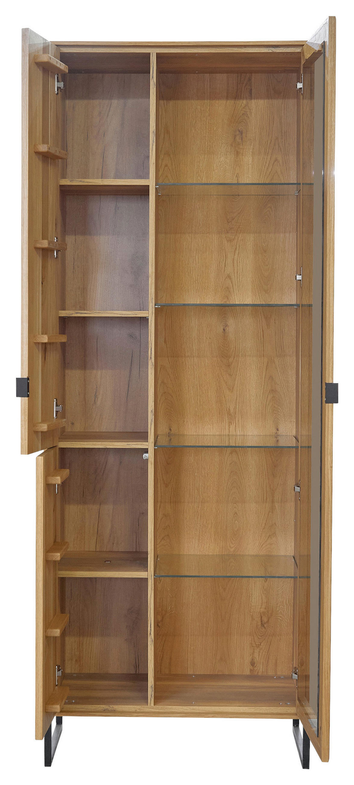 VITRINE Eichefarben  77/208,8/40 cm  - Eichefarben/Schwarz, Natur, Glas/Holz (77/208,8/40cm) - Carryhome