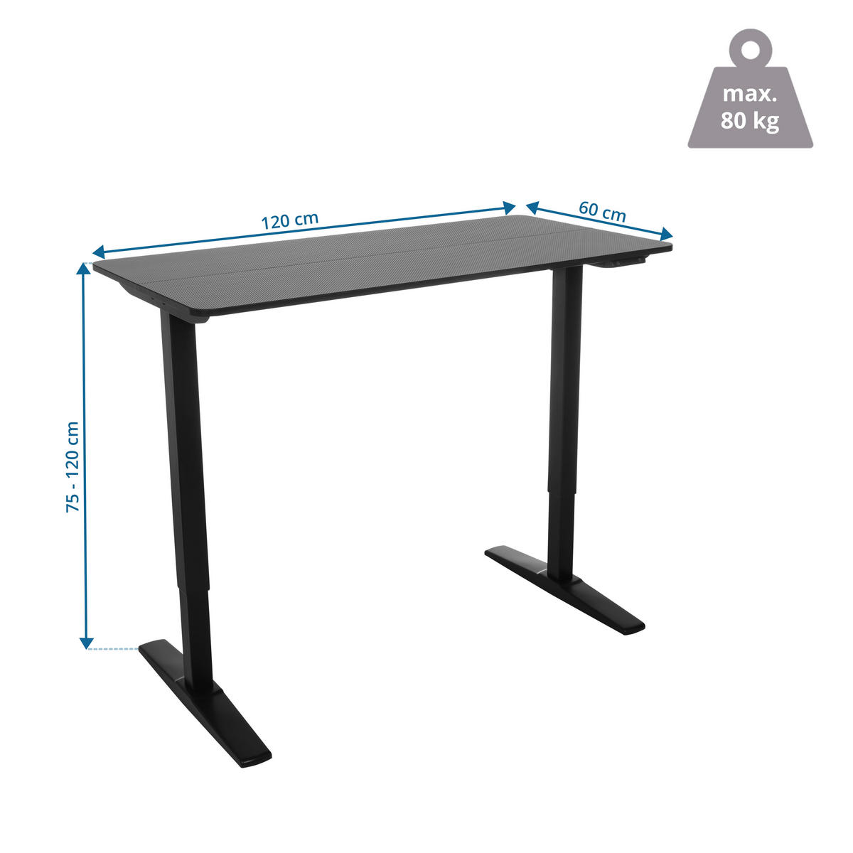 SKRIVBORD 120/60/75 - 120 cm  i svart  - svart, Modern, metall/trämaterial (120/60/75 - 120cm) - MID.YOU