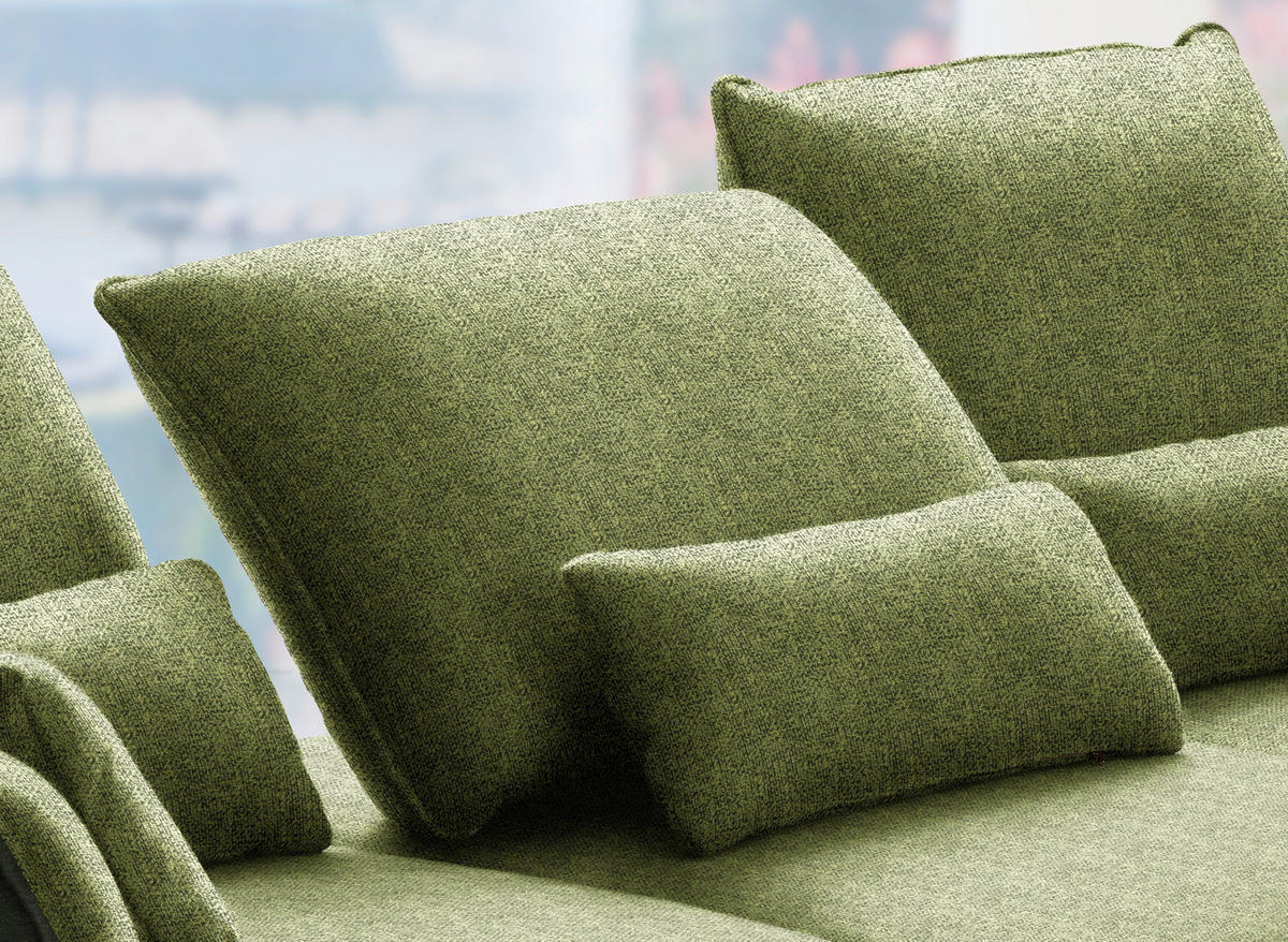 ECKSOFA in Flachgewebe Grün  - Schwarz/Grün, Design, Textil/Metall (301/191cm) - Moderano