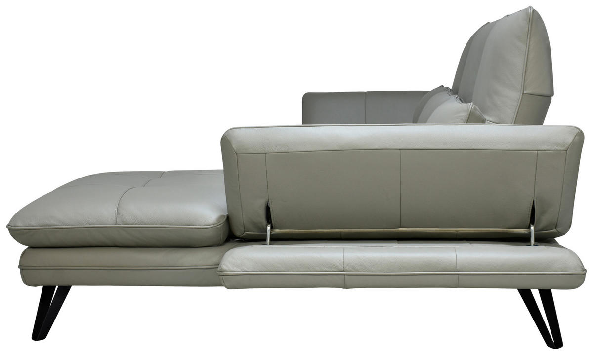 ECKSOFA Grau, Taupe Echtleder  - Taupe/Schwarz, Design, Leder/Kunststoff (312/104-128cm) - Celina Home