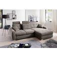 ECKSOFA in Mikrofaser Braun  - Chromfarben/Braun, MODERN, Kunststoff/Textil (276/193cm) - Hom`in