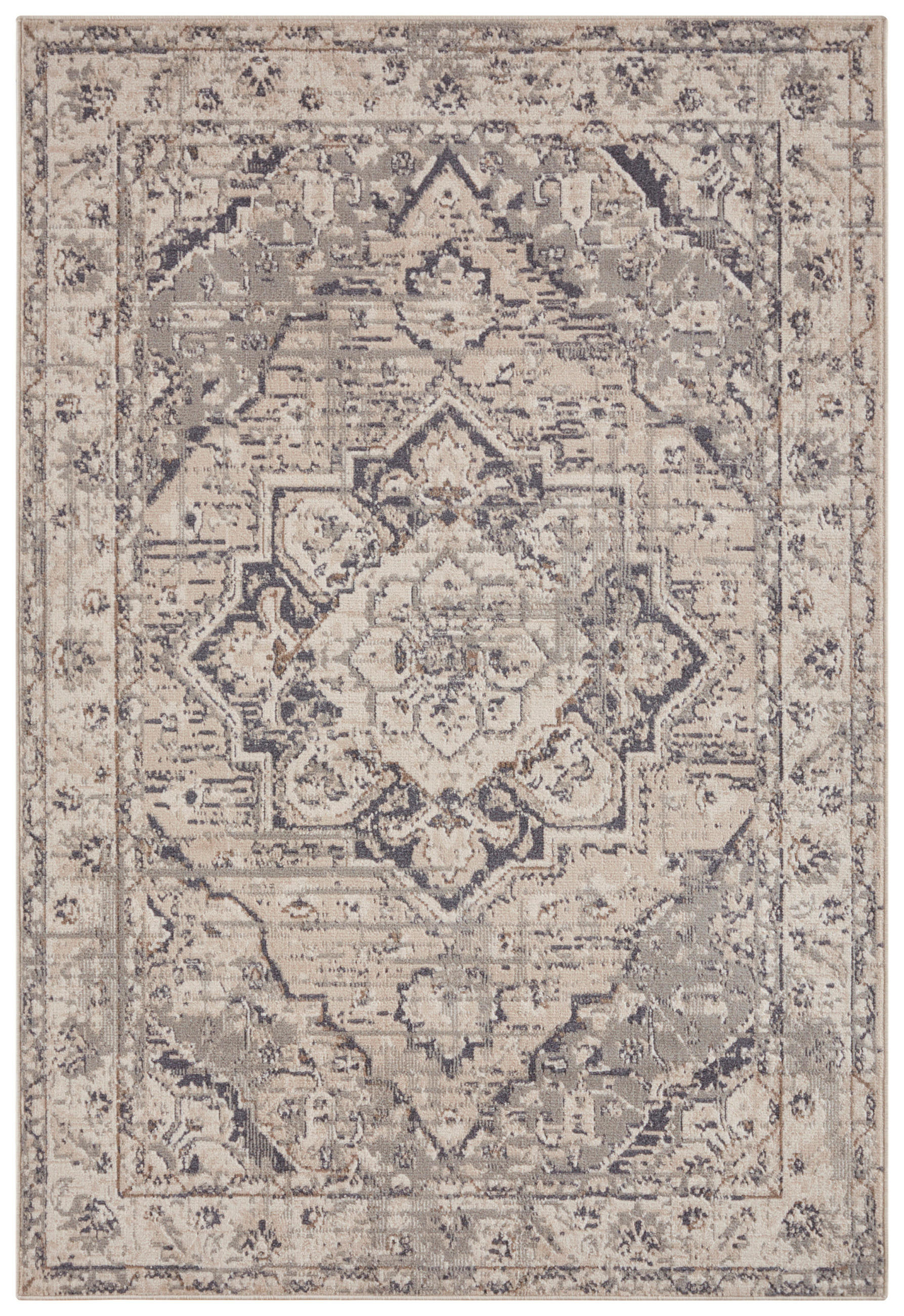 FLACHWEBETEPPICH 80/120 cm Terrain Creme, Grau  - Creme/Grau, Design, Kunststoff/Textil (80/120cm)